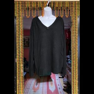 Black V-neck sweater